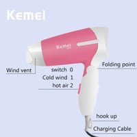 Kemei KM-6830 Professional Hair Dryer for Women - Pink_img_1