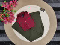 Maroon shirt with olive formal pant combo_img_0