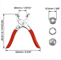 Snap Button Tools Press Studs Pliers Tool 9.5mm Snap Fasteners Tool Kit Hollow and Solid Metal Prong Snaps Buttons Clothing Leather Crafting Sewing Access Baby clothes button DIY Clothes installation Tool_img_4