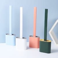 toilet cleaning brush Water leak proof with silicone base toilet flat head flexible soft with quick drying holder set - Minimalistic Sophistication Original Chinese Silicon commode brush_img_1