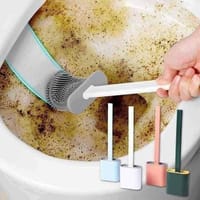 toilet cleaning brush Water leak proof with silicone base toilet flat head flexible soft with quick drying holder set - Minimalistic Sophistication Original Chinese Silicon commode brush_img_4