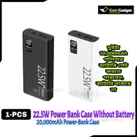 Power Bank Case with Circuit Board – 22.5W Fast Charging | Dual 3.7V 10000mAh Polymer Battery Support | Type-C PD + Dual USB | Display | Black & White_img_0