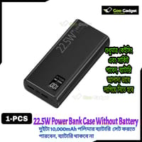 Power Bank Case with Circuit Board – 22.5W Fast Charging | Dual 3.7V 10000mAh Polymer Battery Support | Type-C PD + Dual USB | Display | Black & White_img_1