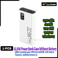 Power Bank Case with Circuit Board – 22.5W Fast Charging | Dual 3.7V 10000mAh Polymer Battery Support | Type-C PD + Dual USB | Display | Black & White_img_2