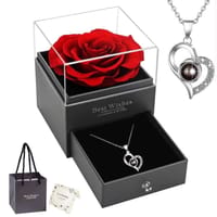 Projection Necklace Set With Rose Gift Box 100 Languages I Love You Heart Pendant Jewelry_img_0