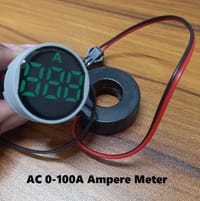 AMP Meter 22mm 100A Digital Ampere Meter Panel Mount 22mm Round Panel Ampere Meter AC 01-100A LED Digital Amp Meter Indicator Light With Current Transformer CT_img_0