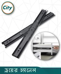 ১ জোড়া ড্রয়ার চ্যানেল বল বিয়ারিং স্লাইডার কালো ৩ পার্ট Drawer Channel_img_0