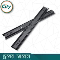 ১ জোড়া ড্রয়ার চ্যানেল বল বিয়ারিং স্লাইডার কালো ৩ পার্ট Drawer Channel_img_1