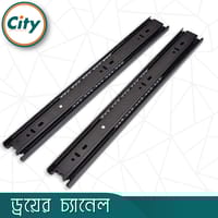 ১ জোড়া ড্রয়ার চ্যানেল বল বিয়ারিং স্লাইডার কালো ৩ পার্ট Drawer Channel_img_2