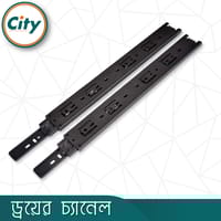 ১ জোড়া ড্রয়ার চ্যানেল বল বিয়ারিং স্লাইডার কালো ৩ পার্ট Drawer Channel_img_3