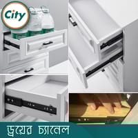 ১ জোড়া ড্রয়ার চ্যানেল বল বিয়ারিং স্লাইডার কালো ৩ পার্ট Drawer Channel_img_6