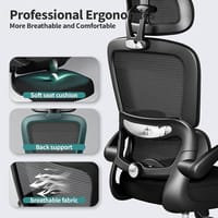 Ergonomic Mesh Office Chair with Lumbar Support & Adjustable Headrest – Black_img_3