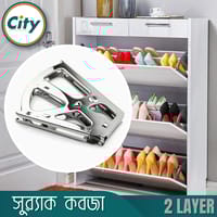 ১ জোড়া (২ পিস) ডাবল জুতার র‍্যাক কবজ স্টেইনলেস স্টিল ২ স্তরের জুতা ক্যাবিনেটের ফ্লিপ ফ্রেম র‍্যাক কবজা_img_1