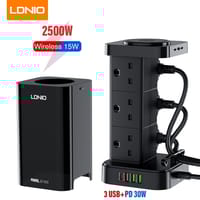 LDNIO SKW6457 6 Outlet USB Tower Extension Power Socket With 15W Wireless Charger_img_0