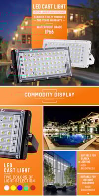 RGB LED Flood Light- Remote Controlled IP66 Waterproof Landscape & Outdoor Lighting (50W, AC220V) – Black Color_img_3