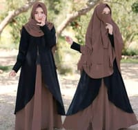 Dubai Cherry Borka with Hijab Nikab Set_img_0