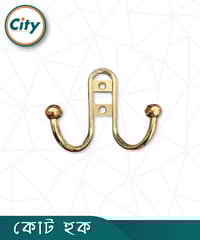 কোট হুক ফাইন ফিনিশড প্লেইন ডাবল কোট হুক ওয়াল হ্যাঙ্গার গোল্ডেন রঙের ১ পিস_img_0