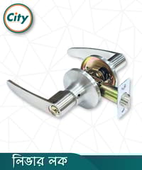 আধুনিক দরজার হ্যান্ডেল লক ওয়ান সাইড চাবি এক পাশে নব ডোর লক লিভার লক সেট সিলভার রঙের দরজার লক Door Lock_img_0