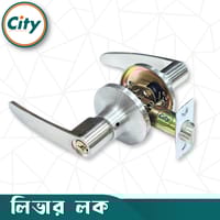 আধুনিক দরজার হ্যান্ডেল লক ওয়ান সাইড চাবি এক পাশে নব ডোর লক লিভার লক সেট সিলভার রঙের দরজার লক Door Lock_img_1