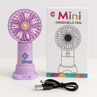 Mini Rechargeable Handheld Fan – Purple Flower Design_img_4
