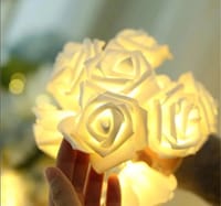 Decorative party fairy light warm white Artificial Soft fashionable White rose fairy led lights for decoration_img_0