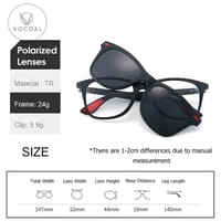 Vocoal 5 in 1 Sunglasses Set Magnetic Snap-On Glasses Unisex Lenses Retro Frame_img_3