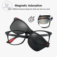 Vocoal 5 in 1 Sunglasses Set Magnetic Snap-On Glasses Unisex Lenses Retro Frame_img_4