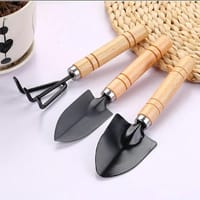 3pcs Mini Garden Shovel Rake Spade Bonsai Tools Set Wooden Handle for Flowers Potted Plant Garden Tools Weeding Tools_img_0