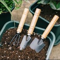 3pcs Mini Garden Shovel Rake Spade Bonsai Tools Set Wooden Handle for Flowers Potted Plant Garden Tools Weeding Tools_img_1