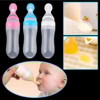 Silicone Baby Food Dispensing Spoon & Feeder, Travel Baby Training Bottle with Spoon Soft Head Baby Feeding Tools- kids_img_1