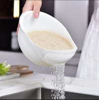 01 pcs Perfect Plastic Washing Bowl For Rice Vegetables Fruits Container 2 in 1 Plastic Rice Washer Strainer and Colander_img_0