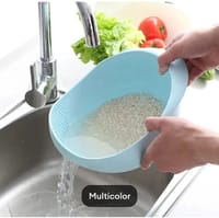 01 pcs Perfect Plastic Washing Bowl For Rice Vegetables Fruits Container 2 in 1 Plastic Rice Washer Strainer and Colander_img_3