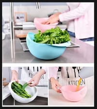01 pcs Perfect Plastic Washing Bowl For Rice Vegetables Fruits Container 2 in 1 Plastic Rice Washer Strainer and Colander_img_4