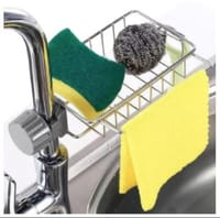 Faucet Sink Rack Rag Drain Storage Rack Household Kitchen Toilet Bathroom Organizer Punch Free Sink Storage Rack Stainless Steel Drain Rack Sponge Soap Cloth Storage Holder Shelf_img_0