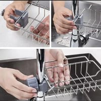 Faucet Sink Rack Rag Drain Storage Rack Household Kitchen Toilet Bathroom Organizer Punch Free Sink Storage Rack Stainless Steel Drain Rack Sponge Soap Cloth Storage Holder Shelf_img_1