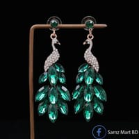 Luxury Peacock Design With Sparkling Glass Decor Dangle Earrings_img_0