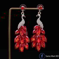 Luxury Peacock Design With Sparkling Glass Decor Dangle Earrings_img_1