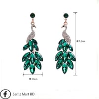 Luxury Peacock Design With Sparkling Glass Decor Dangle Earrings_img_2