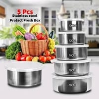 Stainless Steel Food Container Storage Box With Cover 5 In 1 Set_img_1