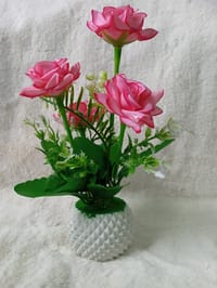 Artificial Little various Flower & Plant In Plastic Pot 7Inc/18Cm For Office, Home, Table Decoration - Home Decoration Item - artificial flower 2_img_0