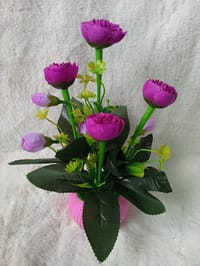 Artificial Little various Flower & Plant In Plastic Pot 7Inc/18Cm For Office, Home, Table Decoration - Home Decoration Item - artificial flower 3_img_1