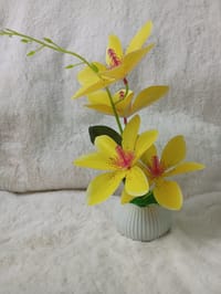 Artificial Little various Flower & Plant In Plastic Pot 7Inc/18Cm For Office, Home, Table Decoration - Home Decoration Item - artificial flower_img_1