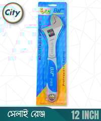 ১ পিস ১২ ইঞ্ছি সেলাই রেঞ্চ হেভি সামঞ্জস্যযোগ্য ক্রোম সফট রাবার গ্রিপ হ্যান্ডেল ৩ ইন ১ স্প্যানারের সাথে বক্স এন্ড হেক্স ফাংশন_img_1