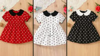 Stylish Black & White Polka Dot Dress for Girls – Classic Peter Pan Collar_img_0