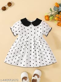 Stylish Black & White Polka Dot Dress for Girls – Classic Peter Pan Collar_img_1
