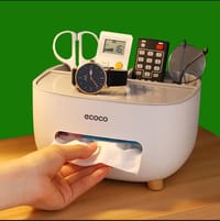 Tissue Box Cover Holder with Storage, Napkin Tissue Box, Multi-Function Tissue Box ABS Material Storage Organizer_img_0