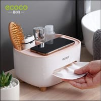 Tissue Box Cover Holder with Storage, Napkin Tissue Box, Multi-Function Tissue Box ABS Material Storage Organizer_img_1