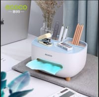 Tissue Box Cover Holder with Storage, Napkin Tissue Box, Multi-Function Tissue Box ABS Material Storage Organizer_img_2