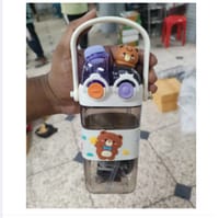 550ML Large Capacity Dual space Cup with Straw Straps Trend Korean Anti Drop Square Kids Water Bottles_img_0