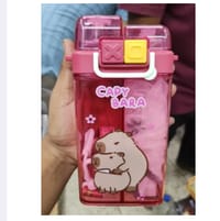 550ML Large Capacity Dual Slot Cup with Straw Straps Trend Korean Anti Drop Square Kids Water Bottles_img_1